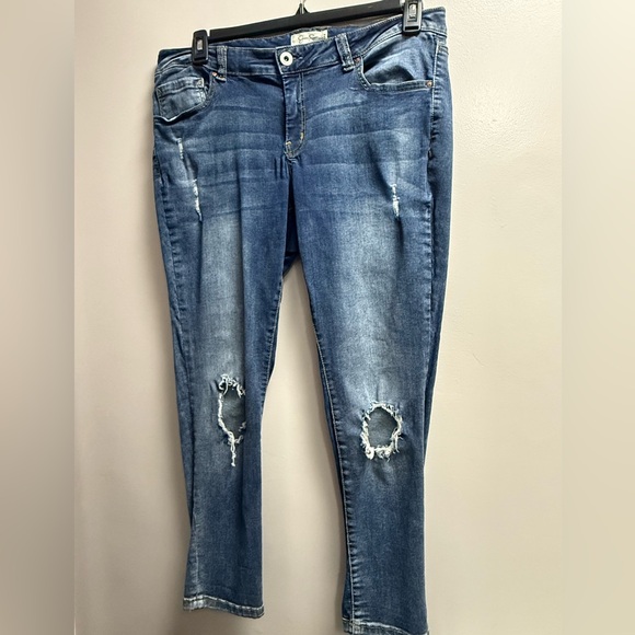 Jessica Simpson Women’s 14 W Distressed Forever Rolled Ankle Blue Skinny Jeans - Picture 1 of 7